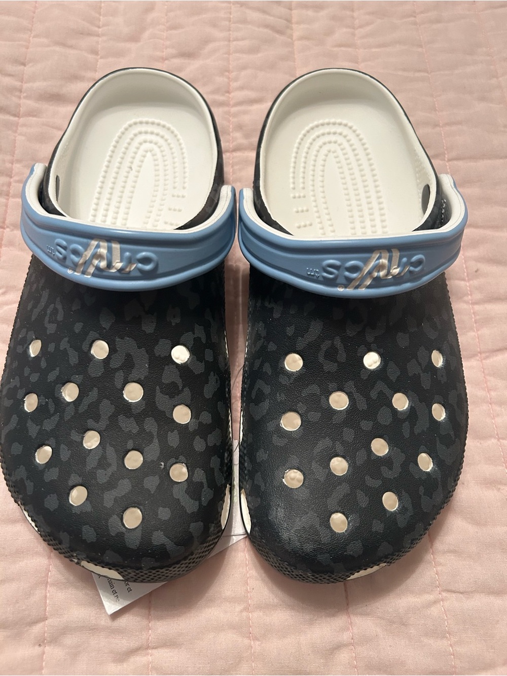 Varsity Spirit Crocs - W10/M8 black/grey cheetah print NWT